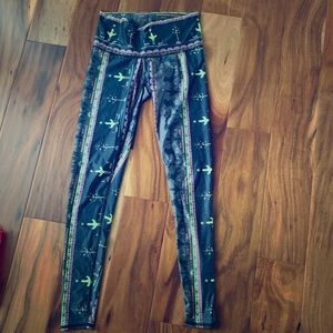 Teeki Black and Green Patterned Leggings